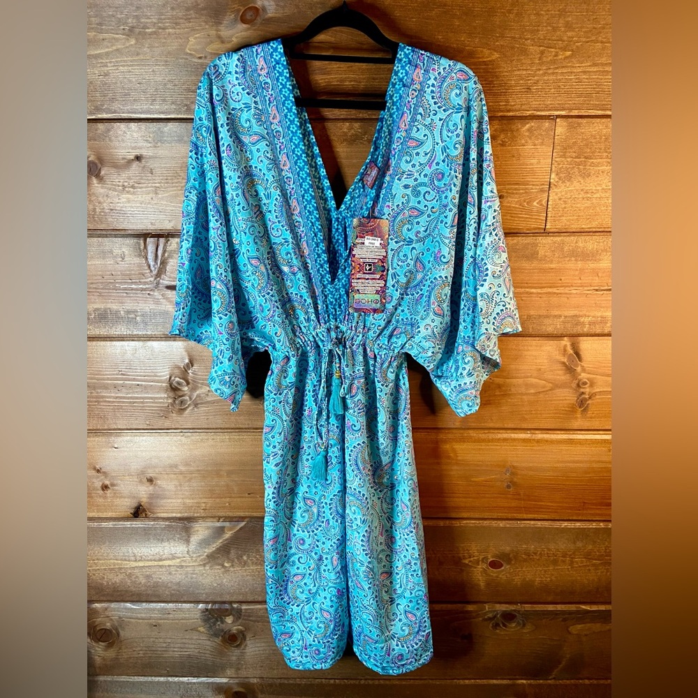 Blue Paisley Women's Swim Beach Pool Coverup